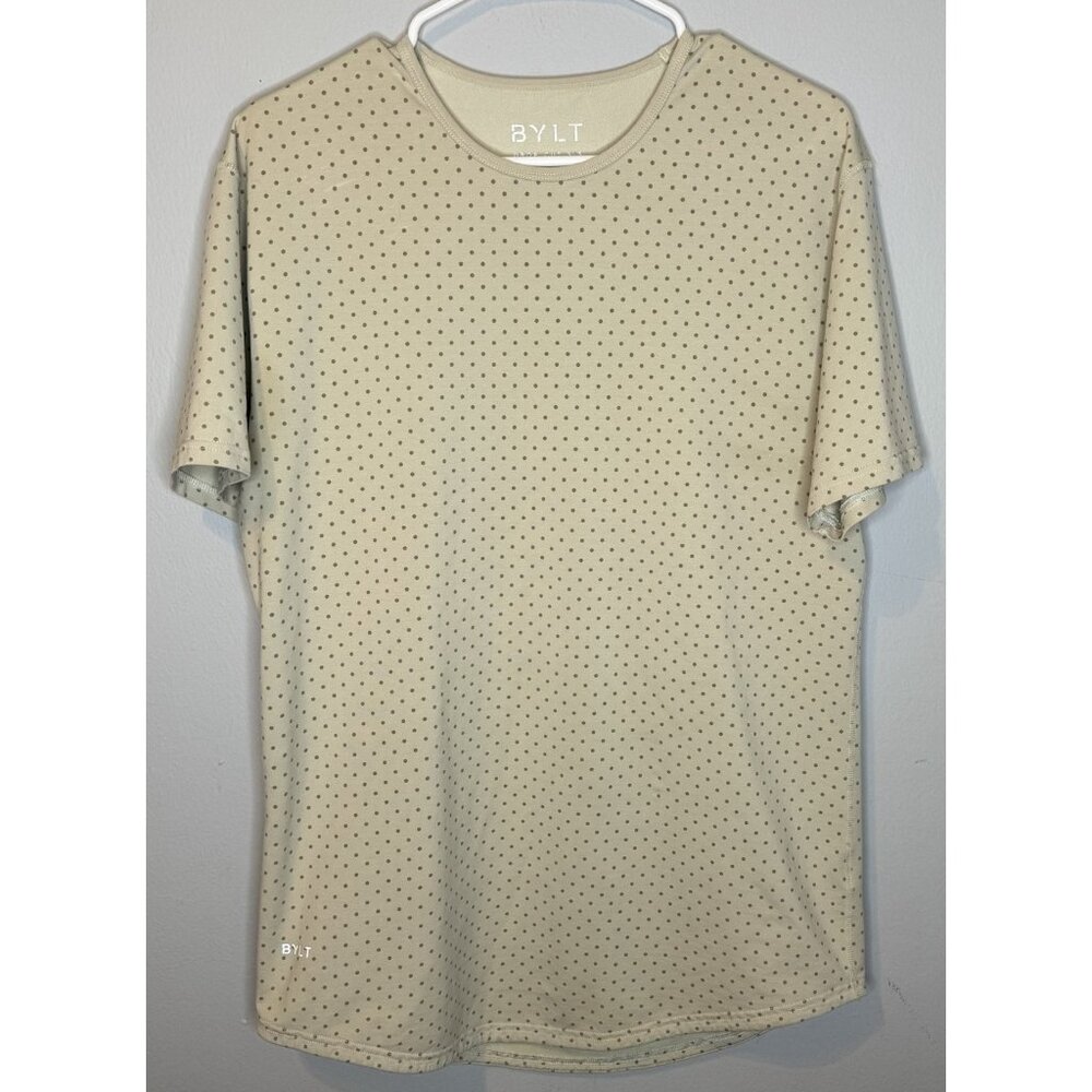 Bylt Drop Cut Short Lux Sleeve Shirt Medium Dots Beige